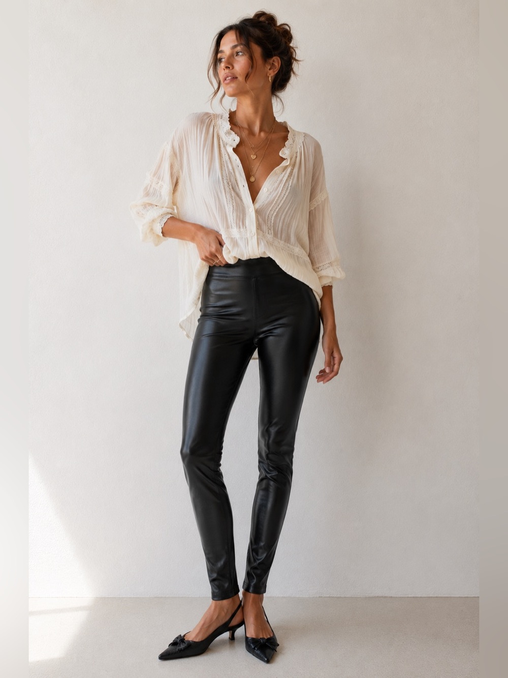 NWT Aerie OFFLINE Real Luxe Faux Leather Leggings Black High Rise S/P